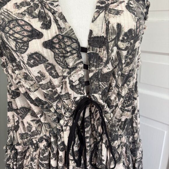 Free People Sleeveless Maxi Vest Duster Top black gray Black size XL Razorback - Picture 3 of 6